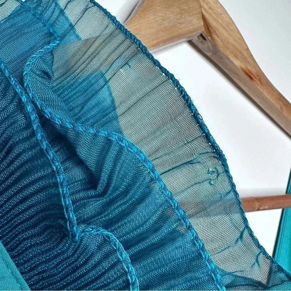 Tex by Max Azria Teal Cotton One Shoulder Ruffle Dress Size Small - Picture 10 of 10